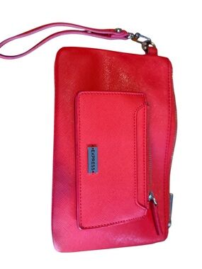 Express Red 2 piece set Zip Wristlet Clutch with Front Pocket change purse pouch